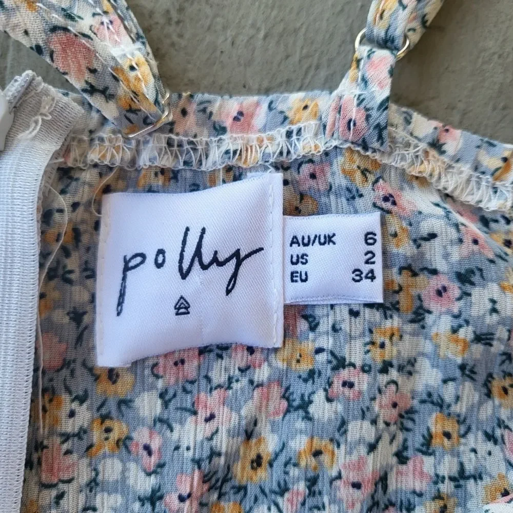 Princess Polly Blue Floral Romper Shorts Wrap Tie Waist Pastel‎ 2US